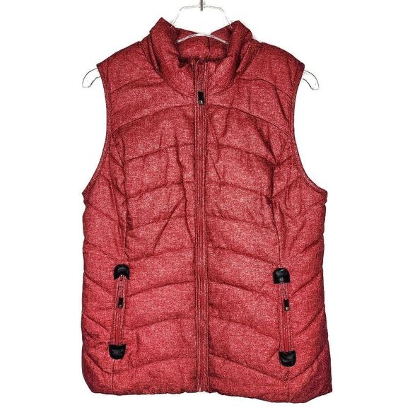 GreenTea Jackets & Blazers - GreenTea ~ Heathered Red, Mock Neck, Puffer Vest